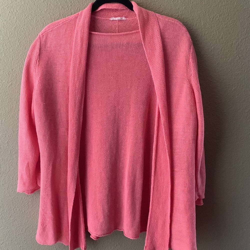 Eileen fisher 100% hemp  sweater cardigan two piece set size medium